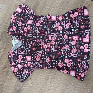 Women's breast cancer awareness scrub top. Fight like a girl